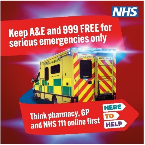 Keep A&E free graphic - with ambulance