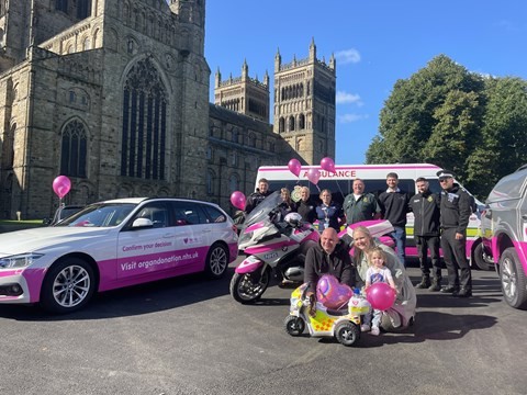 Bea with mam and dad, Terry and Cheryl, and emergency services colleagues from Durham Constabulary and the North East Ambulance Service..jpg