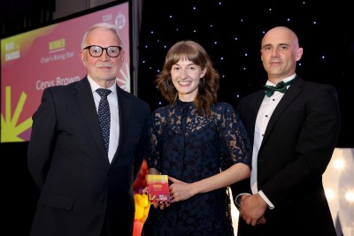 Chair's Rising Star award winner Cerys Brown with NEAS Chairman Stuart Corbridge (left) and Chief Executive Kev Scollay (right).jpg